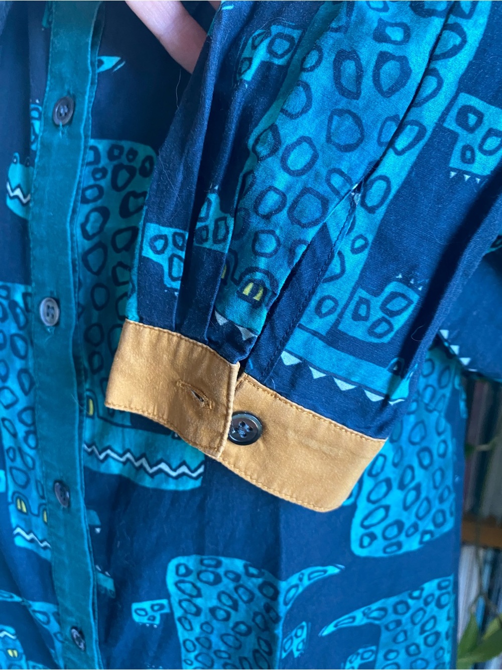 GUC GORMAN - Navy & Teal Crock Button-Up Shirt - Size 4US / 8AU - Picture 3 of 6